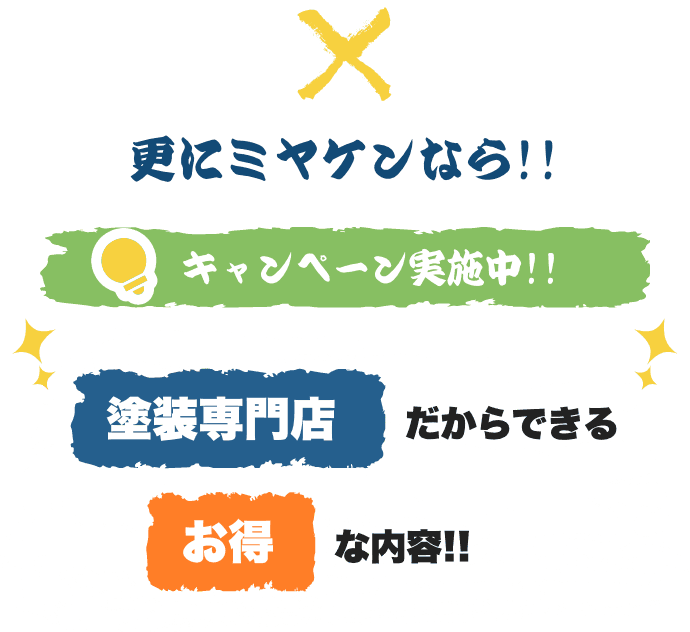 更にミヤケンなら!!キャンペーン実施中!!塗装専門店だからできるお得な内容!!