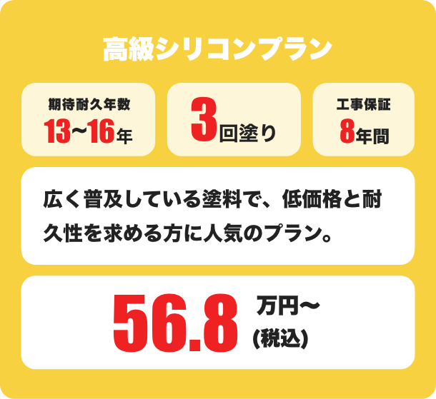 高級シリコン 期待耐久年数13～16年 / 3回塗り 56.8万円〜