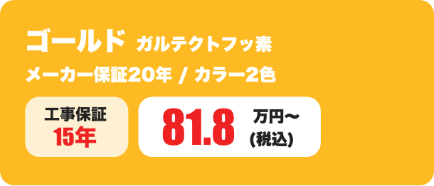 ゴールド ガルテクトフッ素 メーカー保証20年 / カラー2色 81.8万円〜