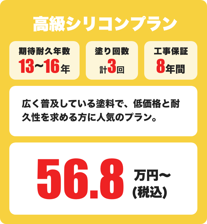 高級シリコン 期待耐久年数13～16年 / 3回塗り 56.8万円〜