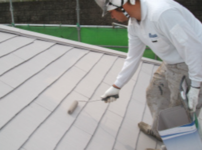 桐生市 屋根塗装 上塗り2回目 ミヤケン