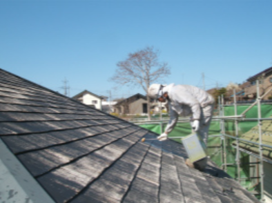 桐生市 屋根塗装 下塗り1回目 ミヤケン