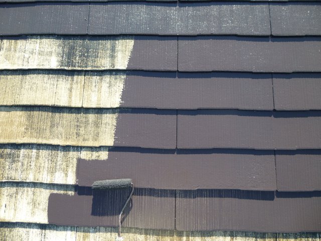 前橋市 屋根外壁塗装工事 屋根上塗り1回目 お客様の声 ミヤケン