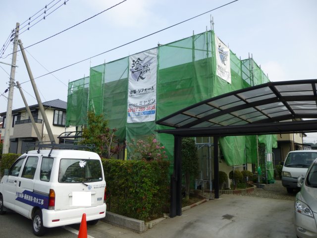 前橋市 屋根外壁塗装工事 足場組立 お客様の声 ミヤケン
