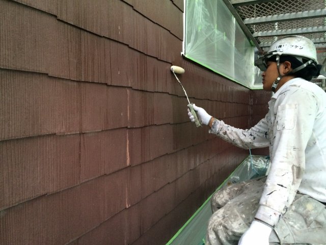 前橋市 屋根外壁塗装工事 外壁下塗り お客様の声 ミヤケン