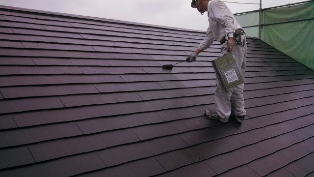 高崎市 屋根 上塗り2回目 ミヤケン