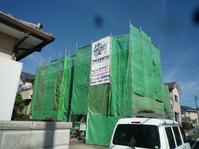 伊勢崎市 外壁塗装工事 足場組立 お客様の声 ミヤケン