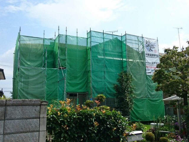 太田市 屋根外壁塗装工事 足場組立 お客様の声 ミヤケン