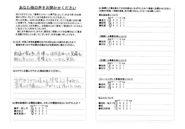 佐波郡玉村町 外壁塗装 アンケートア ミヤケン