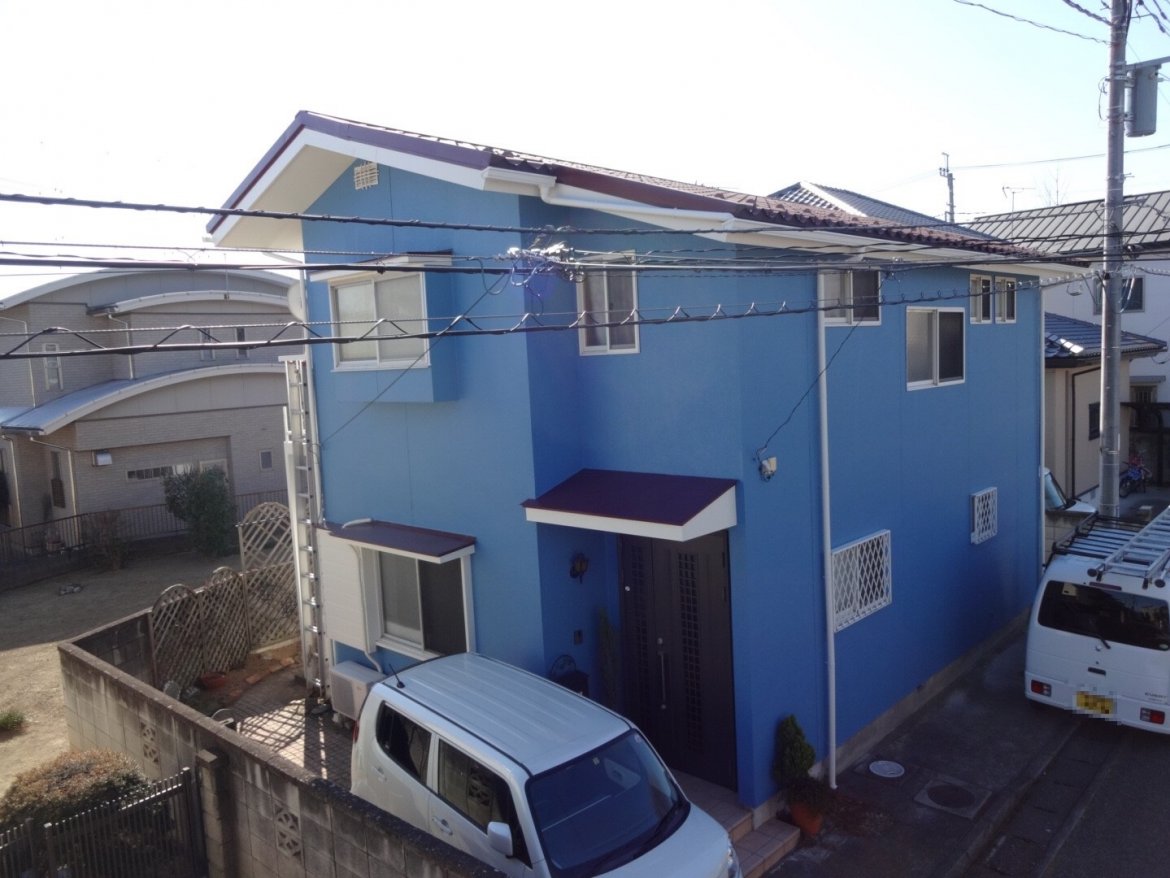 前橋市 外壁塗装工事 施工後全体写真 お客様の声 ミヤケン