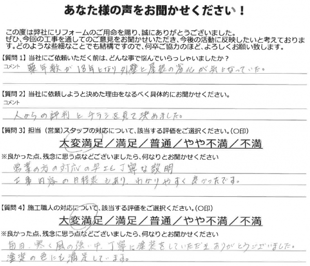 前橋市 外壁塗装 アンケート ミヤケン