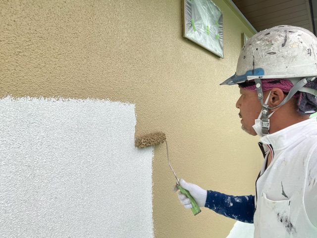 前橋市 外壁塗装工事 上塗り1回目 お客様の声 ミヤケン
