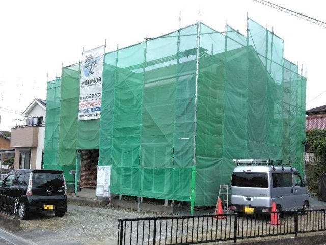 高崎市 屋根付帯部塗装工事 足場組立 お客様の声 ミヤケン