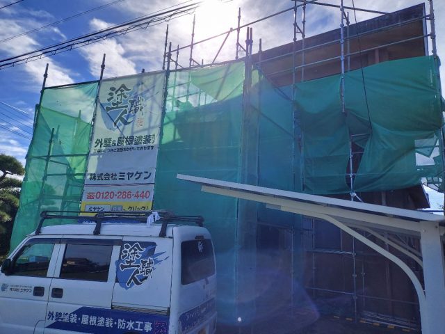 前橋市 外壁塗装工事 足場組立 お客様の声 ミヤケン