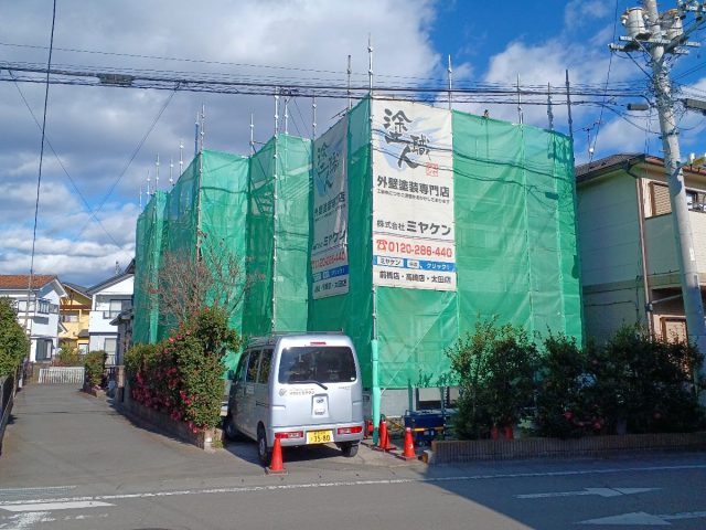 高崎市 屋根外壁塗装工事 足場組立 お客様の声 ミヤケン