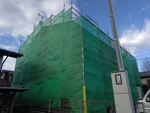 高崎市 足場組立 屋根色あせ ミヤケン
