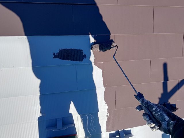 高崎市 屋根上塗り1回目 屋根色あせ ミヤケン