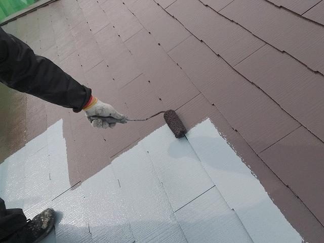 伊勢崎市 屋根 上塗り1回目 ミヤケン