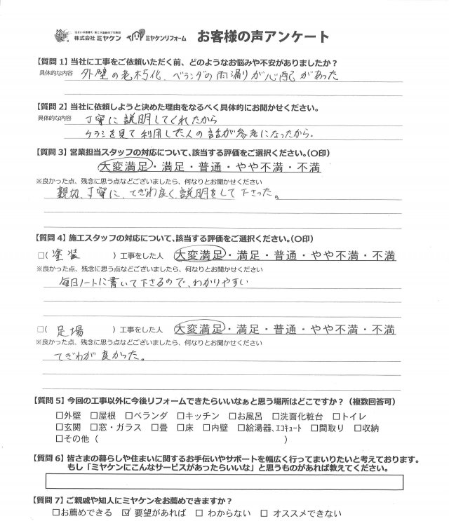 前橋市 外壁塗装 アンケート ミヤケン