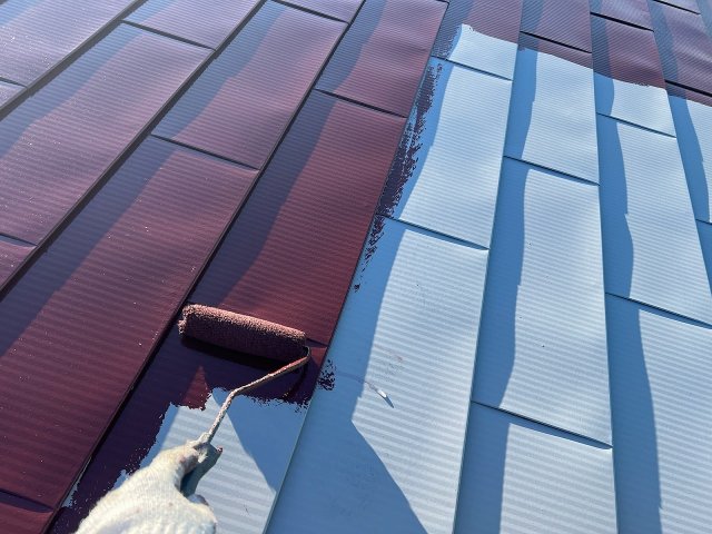 足利市 屋根 上塗り1回目 ミヤケン