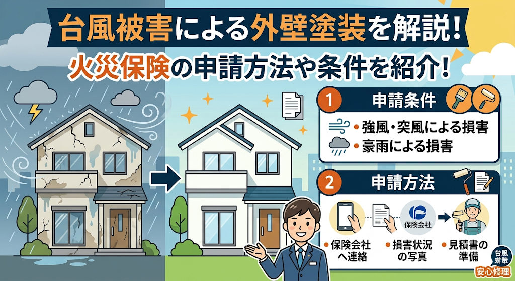 台風被害による外壁塗装を解説!火災保険の申請方法や条件を紹介! | 外壁塗装