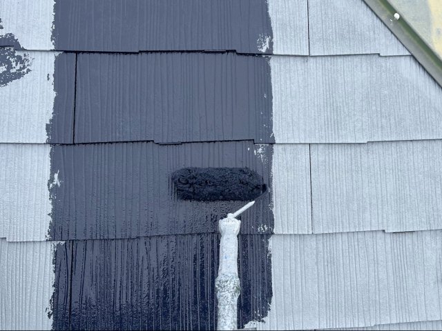 高崎市下小島町 屋根外壁塗装 屋根 上塗り ミヤケン