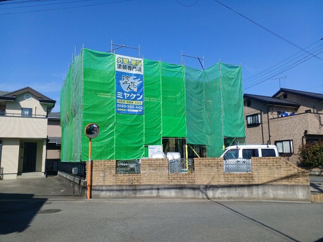 高崎市上大島町 外壁塗装 足場 ミヤケン