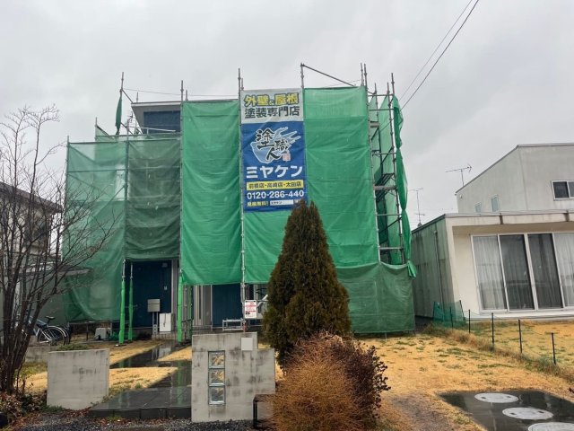 太田市西新町 外壁塗装 足場 ミヤケン