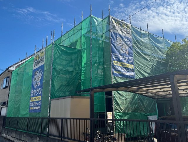 前橋市大友町 屋根外壁塗装 足場 ミヤケン
