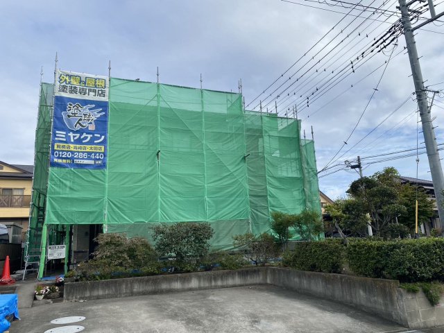 前橋市粕川市 屋根外壁塗装工事 足場 ミヤケン