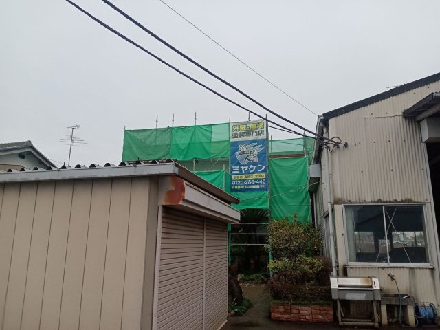 館林市花山町 外壁塗装 足場 ミヤケン