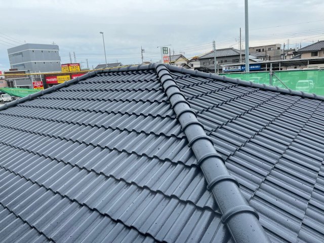 前橋市天川大島 屋根外壁塗装 屋根 完了 ミヤケン