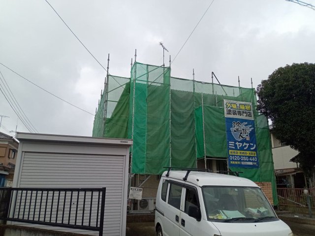 太田市新田木崎町 外壁塗装 足場 ミヤケン