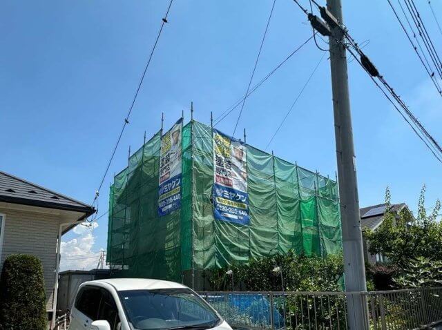 前橋市樋越町 外壁塗装 足場 ミヤケン